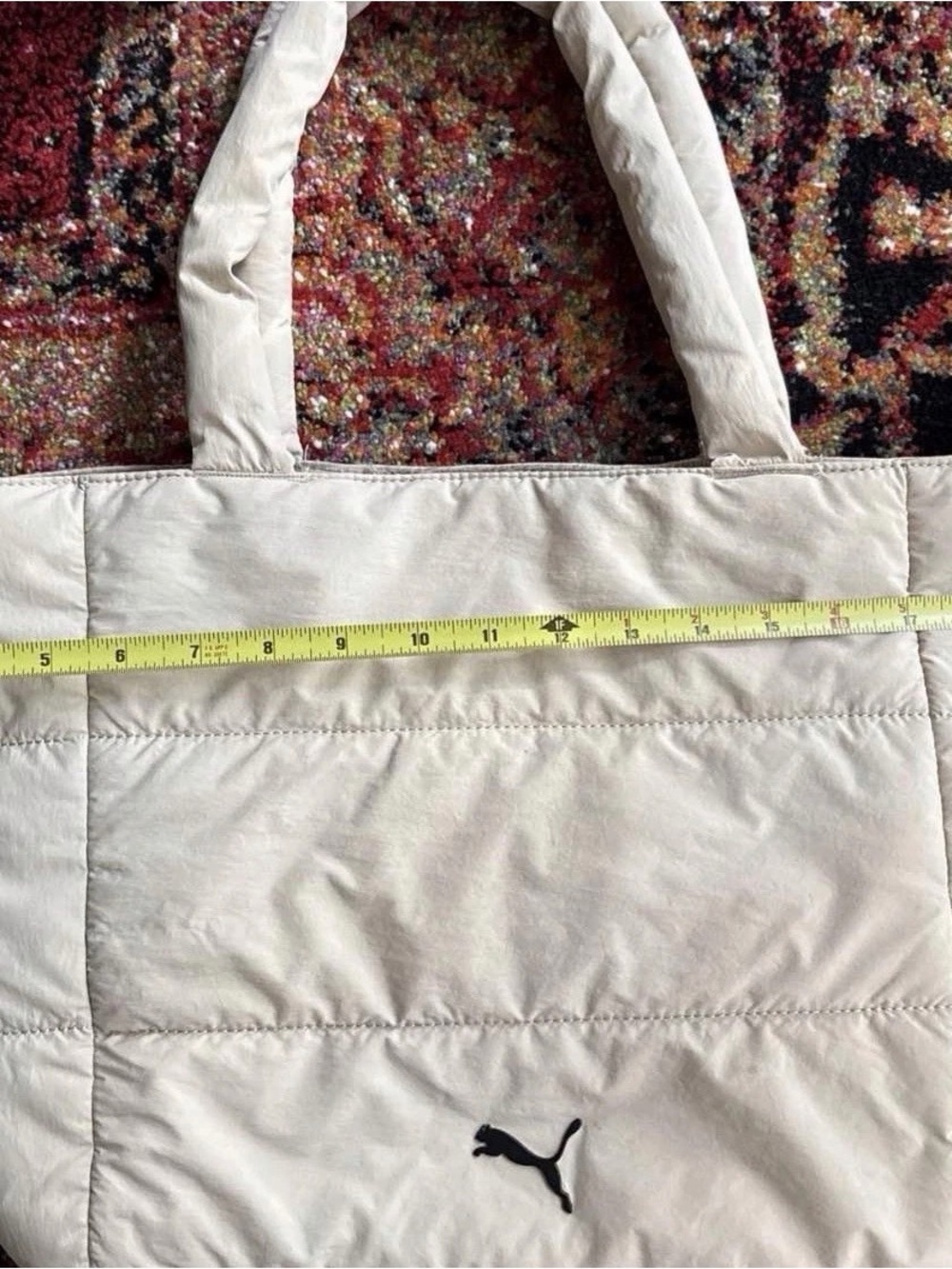 Puma Cream Quilted Tote with Black Logo